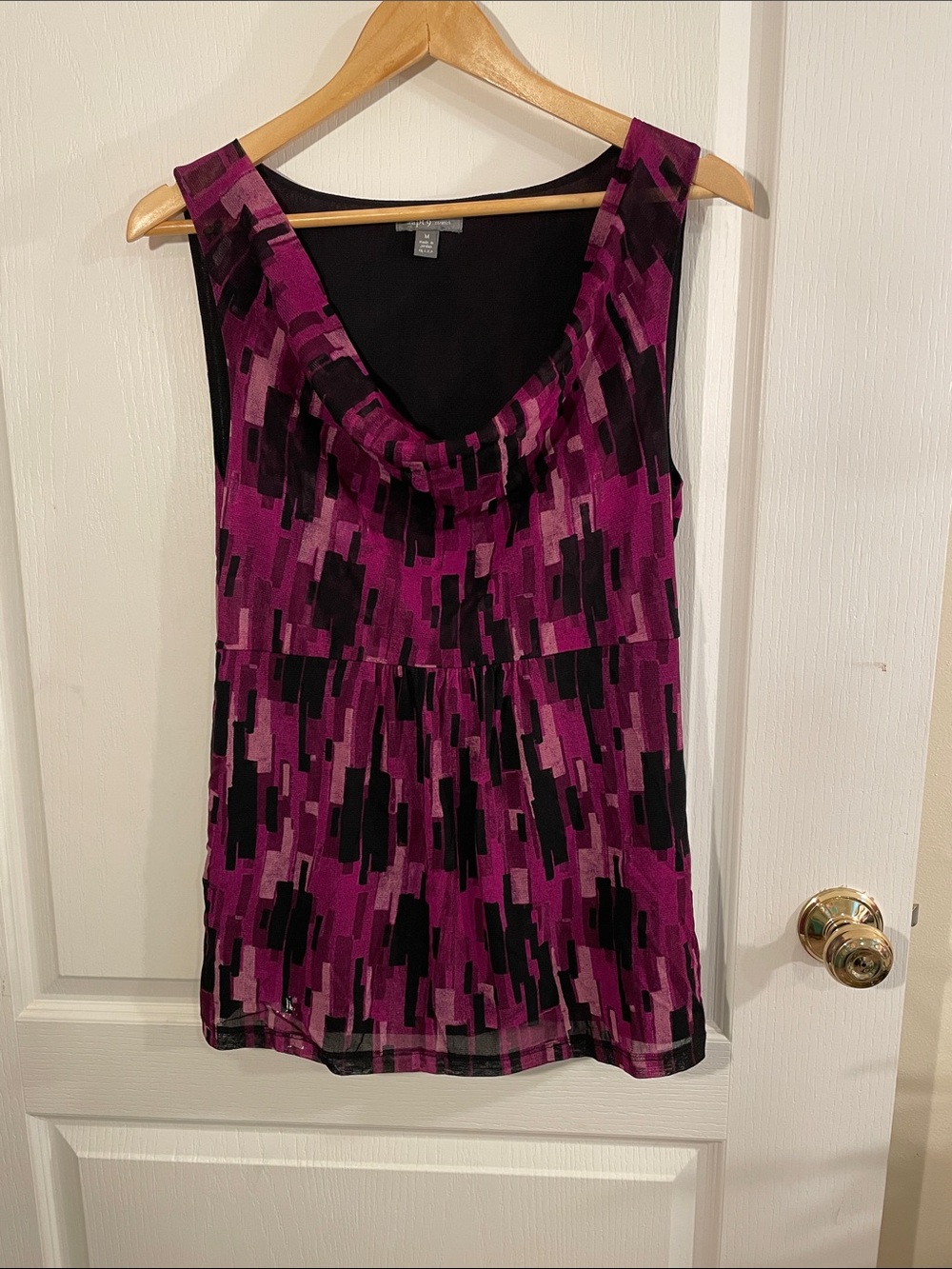 Apt. 9 Purple and Black Abstract Cowl-Neck Camisole